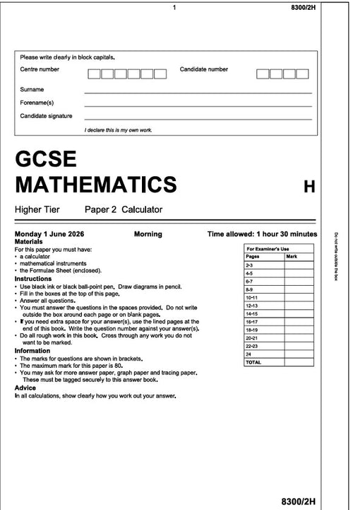 AQA/Edexcel Predicted Maths Papers 2026